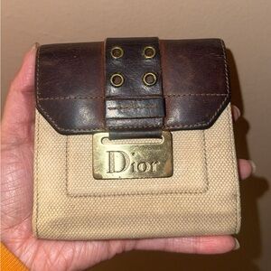 Vintage Christian Dior canvas & leather wallet